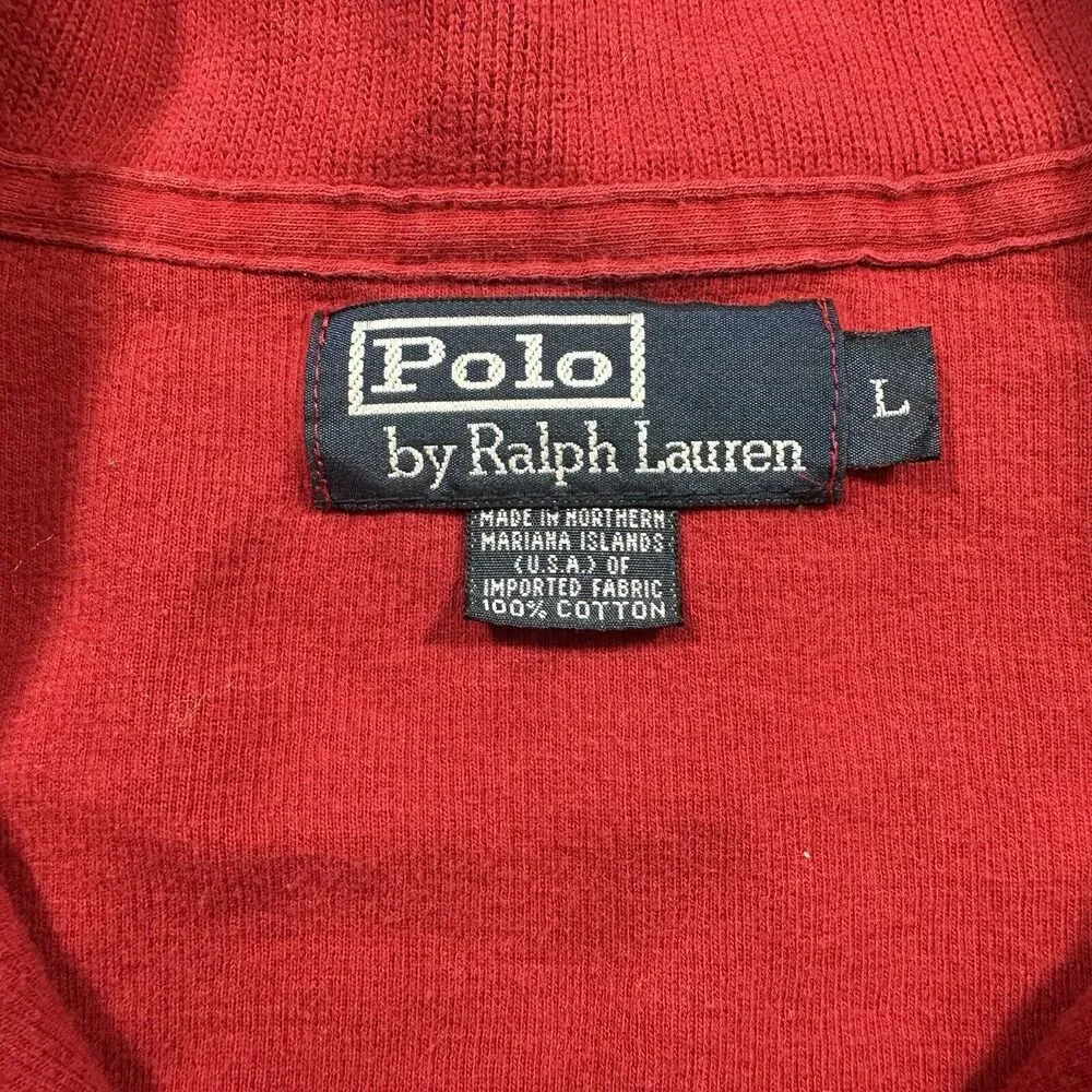 Polo Ralph Lauren Sweater Mens Large‎ Red 1/4 Zip Pullover Pony Logo Preppy